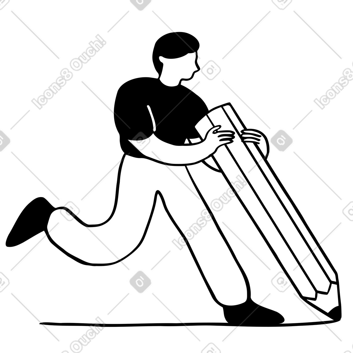Man runs and draws his path with a pencil animated illustration in Journal style download in GIF, Lottie (JSON), AE