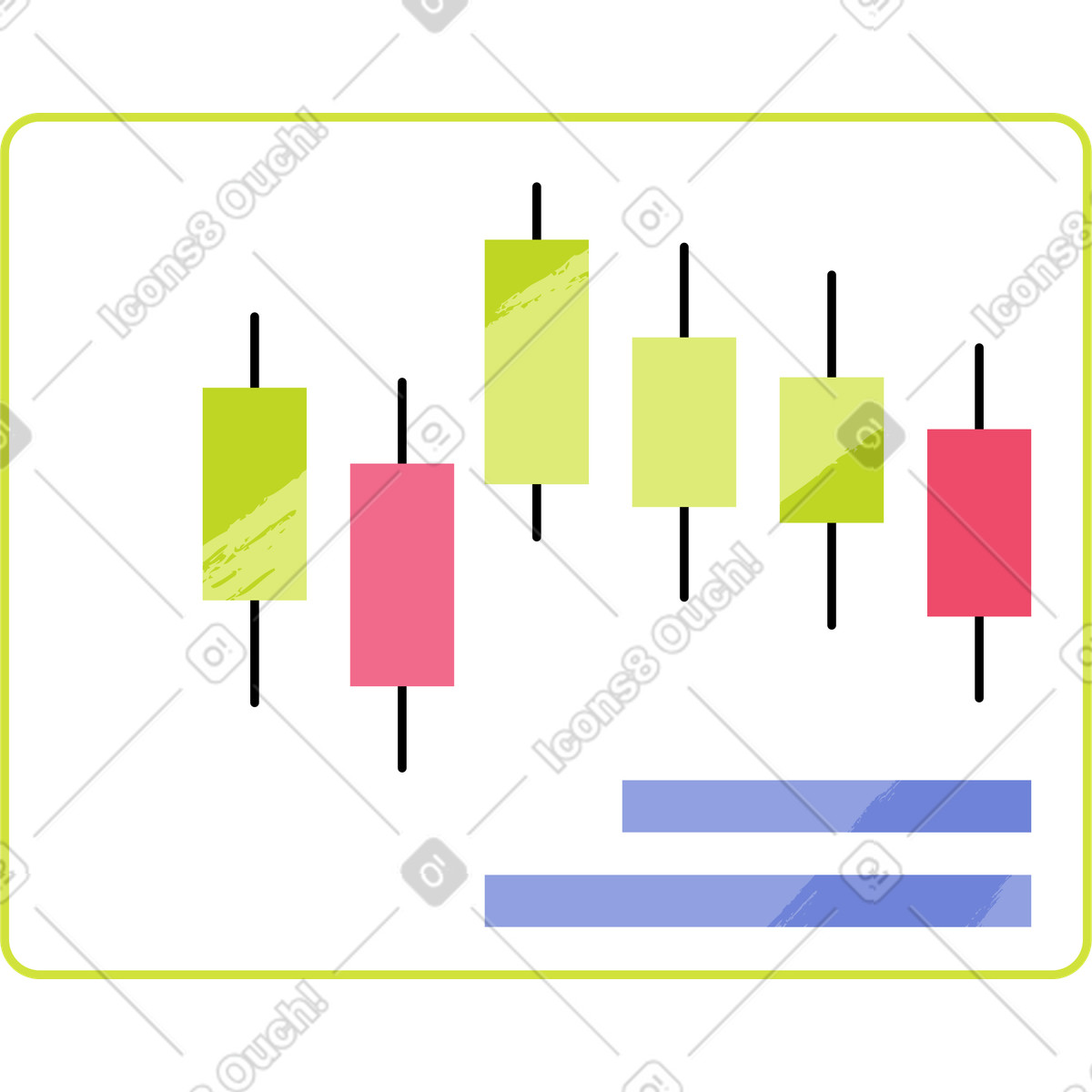 Candlestick-chart-Illustration im Juicy-Stil als Download in PNG, SVG