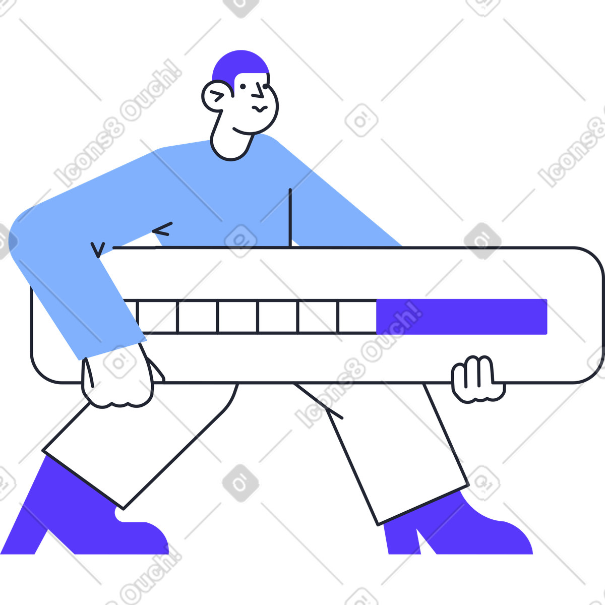 Illustration Homme avec barre de progression aux formats PNG et SVG