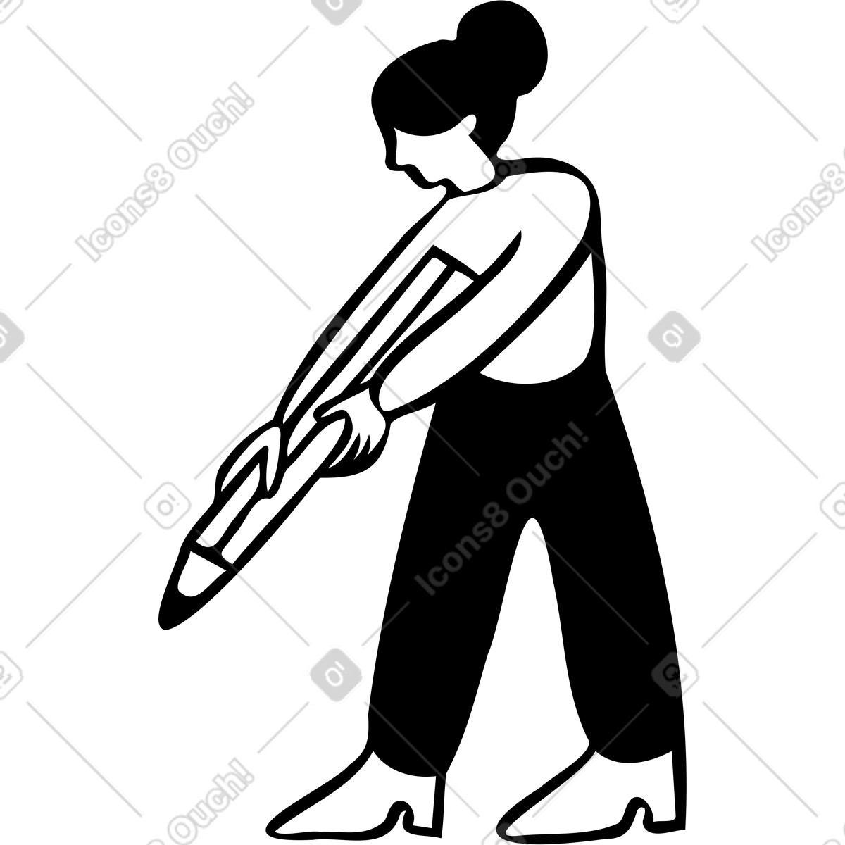 Journal スタイルの 鉛筆で絵を描く女性 のイラストをPNG、SVG形式でダウンロード