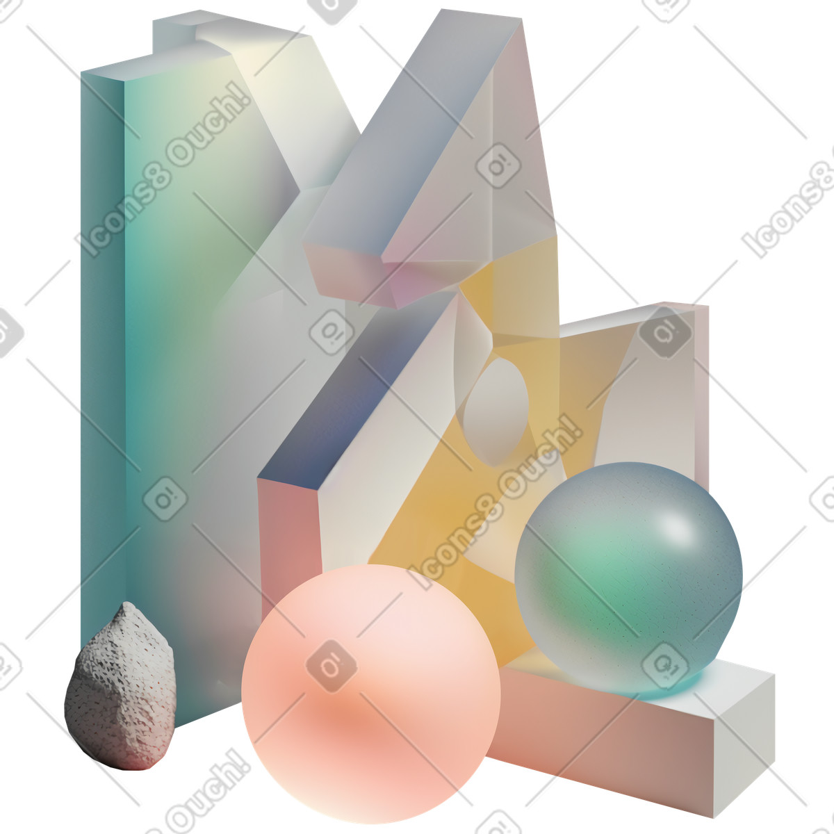 Ilustração de Composição abstrata com objetos coloridos em no estilo 3D Construction para baixar em PNG, SVG
