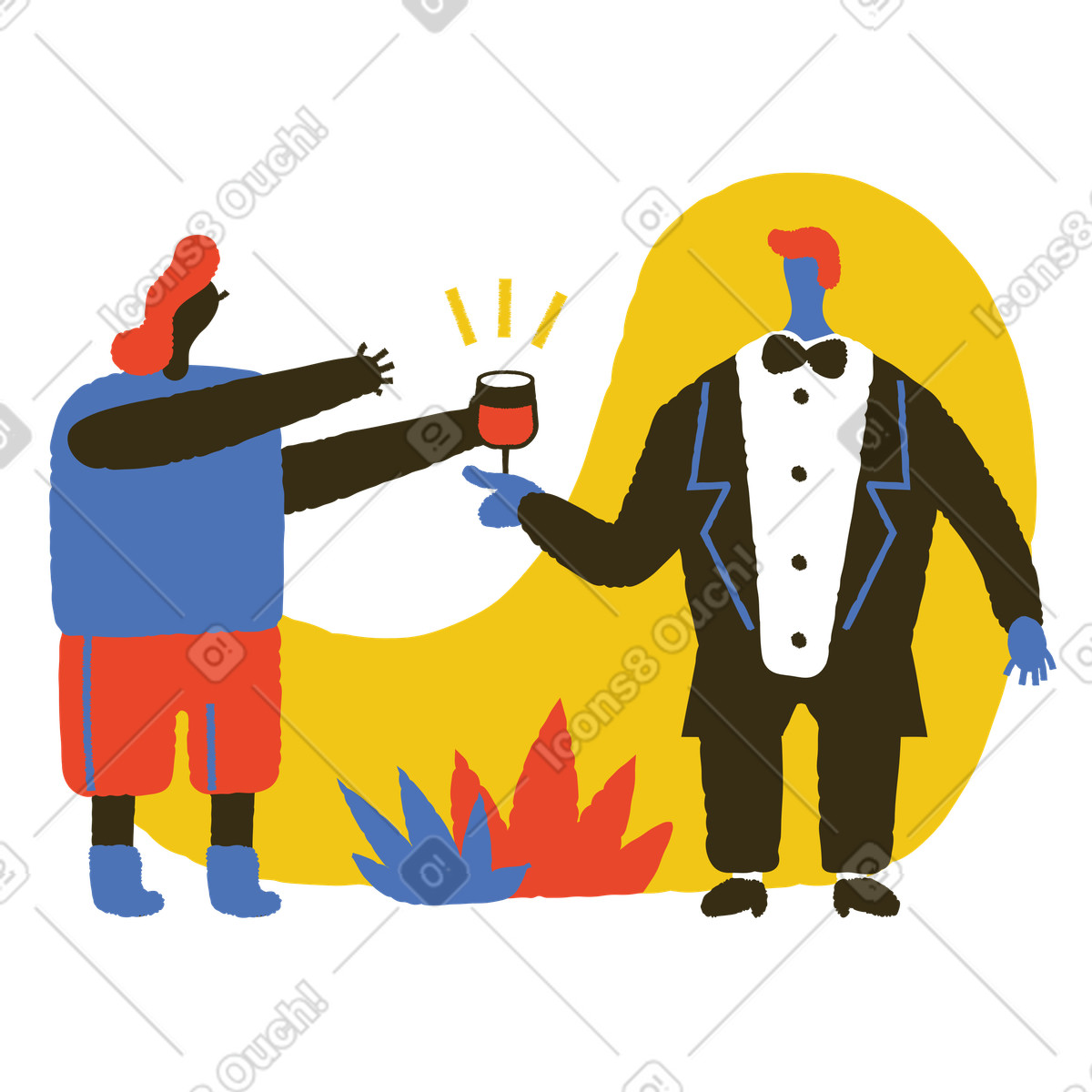 Ilustración Se sirve vino en estilo Bermuda a descargar en PNG y SVG