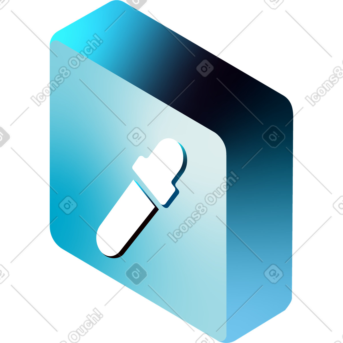 Isometric icon of graphical pipette tool illustration in PNG, SVG