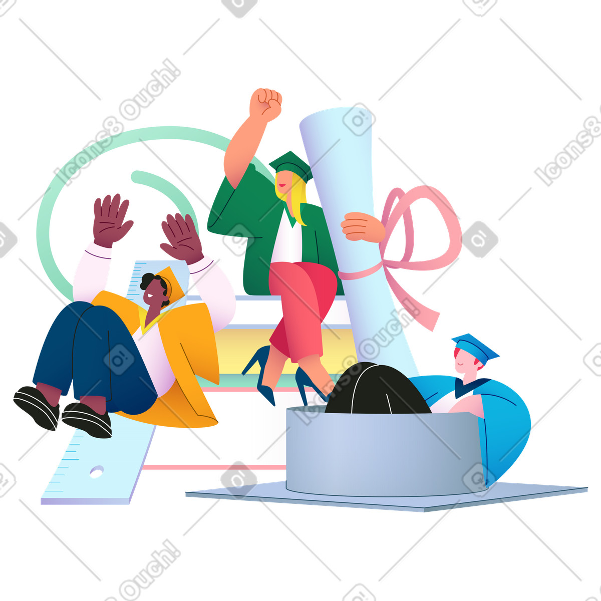 Students at graduation ceremony illustration university vector clipart images available in PNG, SVG