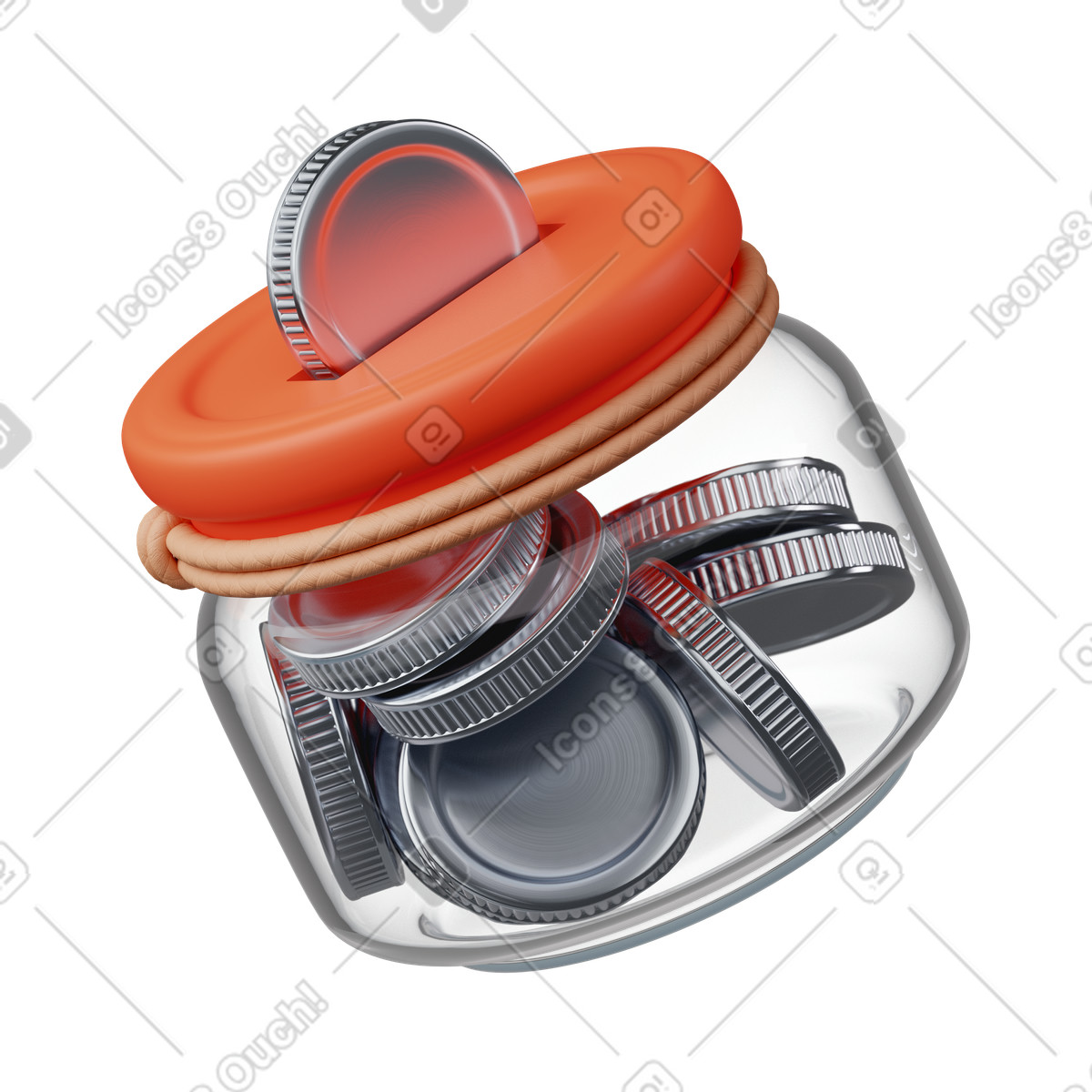 Glass jar with coins illustration in PNG, SVG