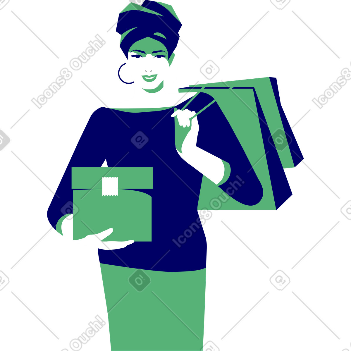 Shopping girl illustration in Lounge style download in PNG, SVG