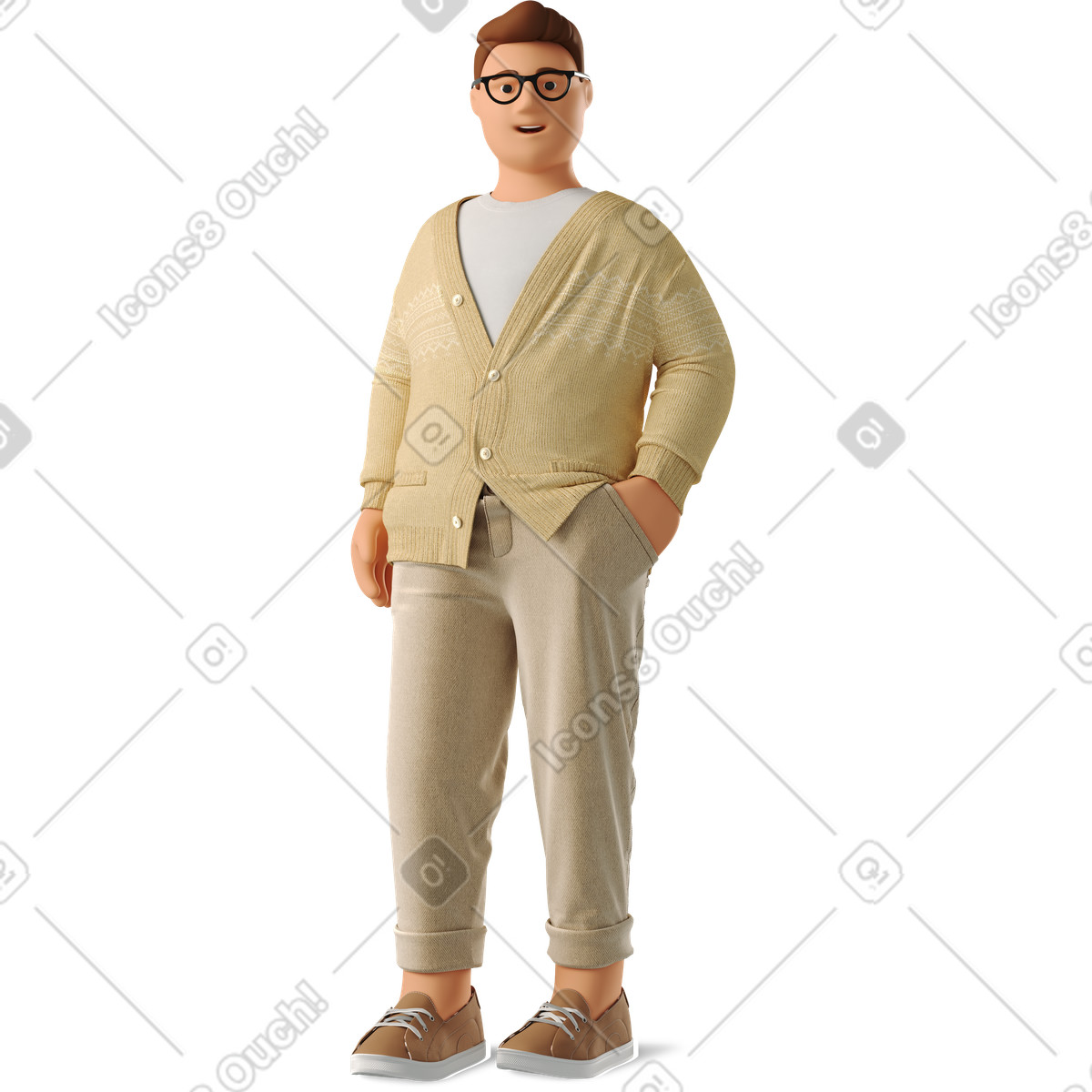 Иллюстрация Young man with glasses smiling в стиле 3D Business — скачать в форматах PNG, SVG