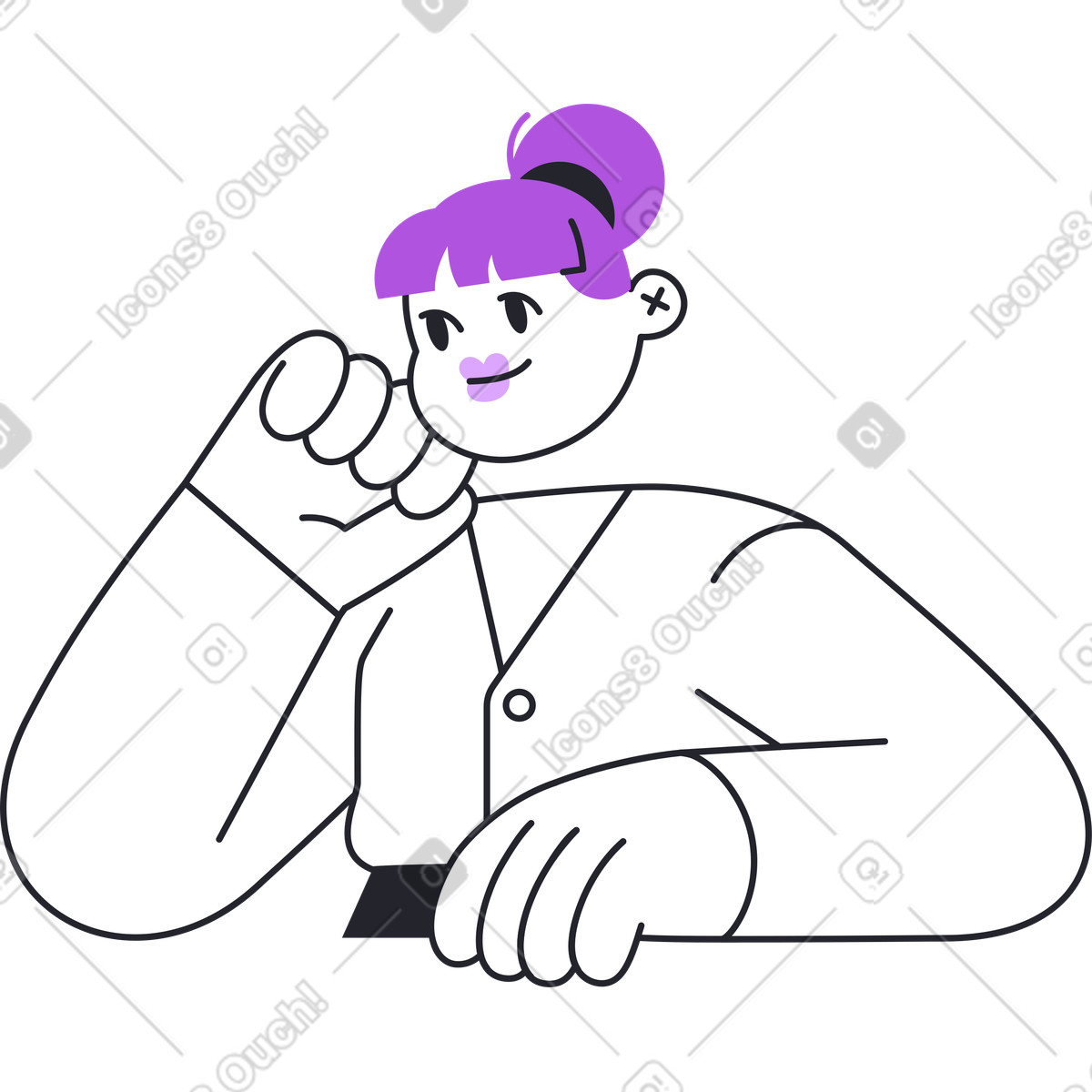 Half of the woman leaned on her arm illustration in Grapy style download in PNG, SVG
