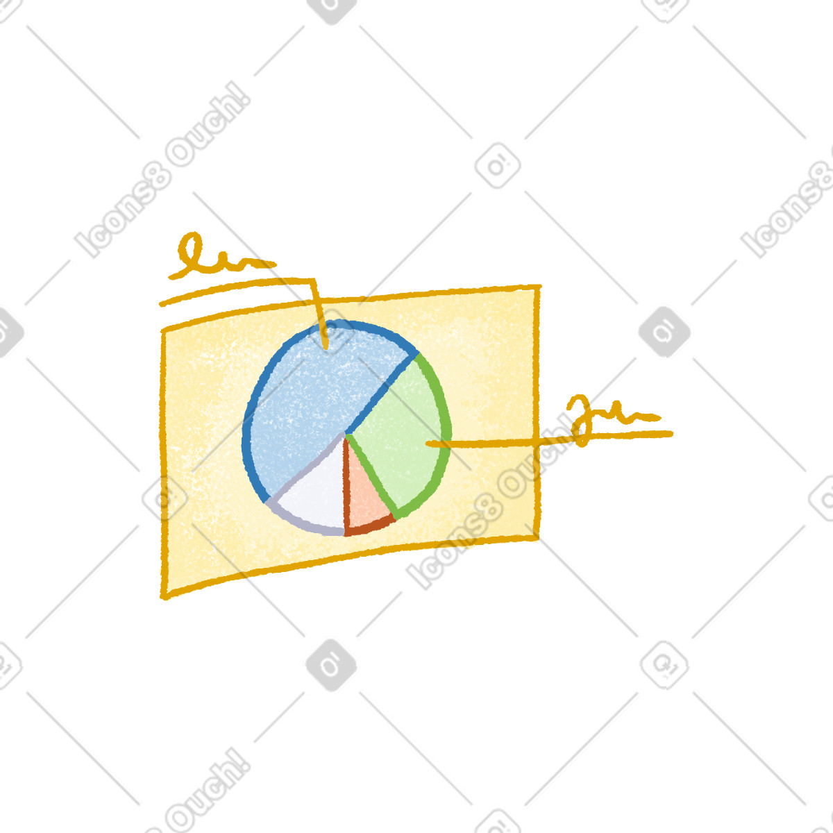 Yellow virtual screen with graph-Illustration im Hue-Stil als Download in PNG, SVG