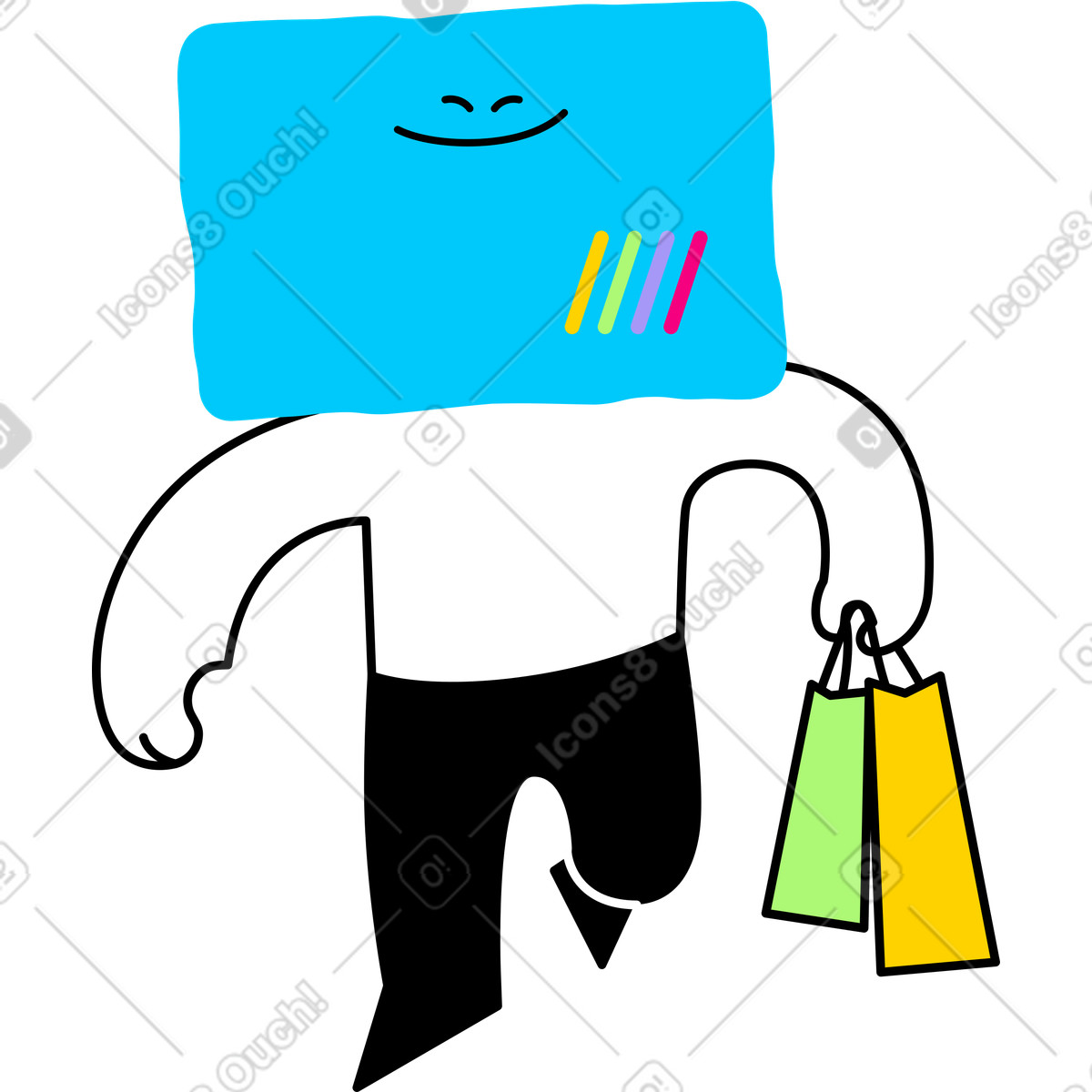 Illustration Personnage de shopping allant quelque part dans le style Giggle à télécharger aux formats PNG, SVG