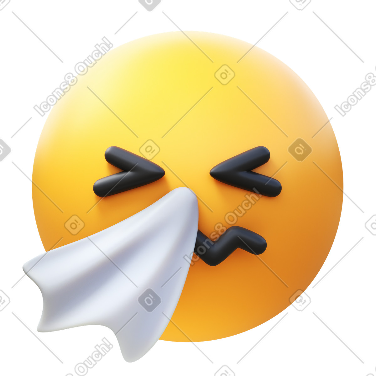 3D Fluency 스타일의 Sneezing face 일러스트레이션 PNG, SVG 다운로드