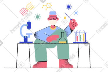 Scientist creating a vaccine in a chemical lab PNG, SVG