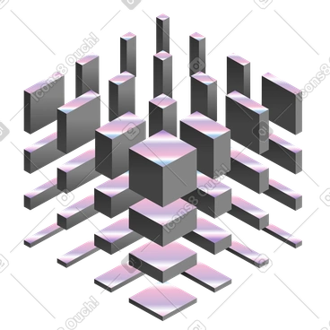 정육면체 패턴으로 배열된 등각 투영 3d 모양 PNG, SVG