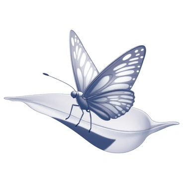 A butterfly with perfectly symmetrical wings is perched delicately on a leaf. The wings display intricate patterns and detailed markings that illustrate the complexity of its design. The butterfly's body is slim and elongated, showcasing fine antennae extending outward. Sunlight casts delicate shadows along the leaf, enhancing the texture of both the butterfly and the foliage beneath it.