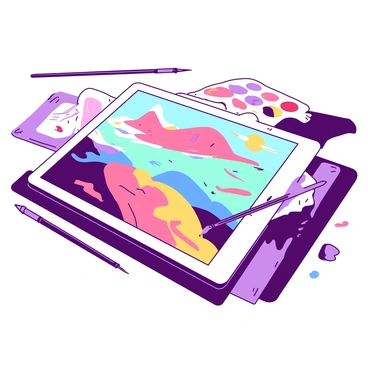 A digital tablet displaying an intricate artwork being created in real-time