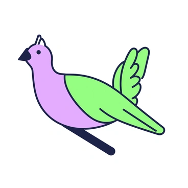 A bird is depicted in a minimalistic style, formed entirely from simple lines. The bird's body is elongated with a smooth curve, and its wings are extended outward in an elegant pose. The beak is sharp and slightly pointed, while the tail feathers are arranged in a fan shape. The bird is perched on a slender branch, which adds to the overall minimalism of the composition. There are no additional elements cluttering the image, allowing the focus to remain solely on the bird and its graceful form.