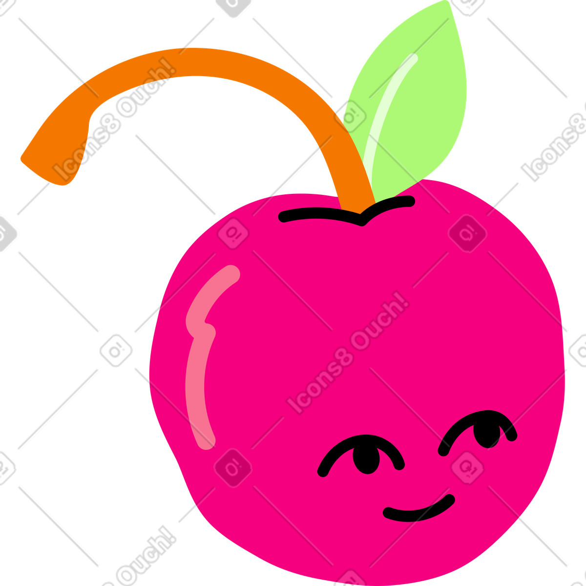 Cherry head illustration in Giggle style download in PNG, SVG
