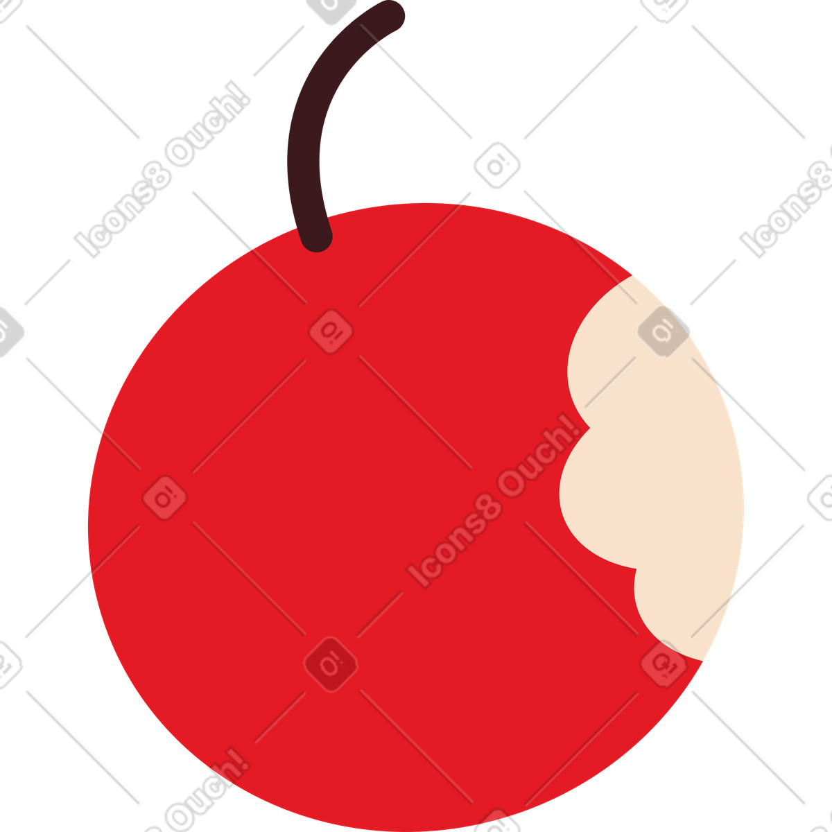 Bitten red apple illustration in Folks style download in PNG, SVG
