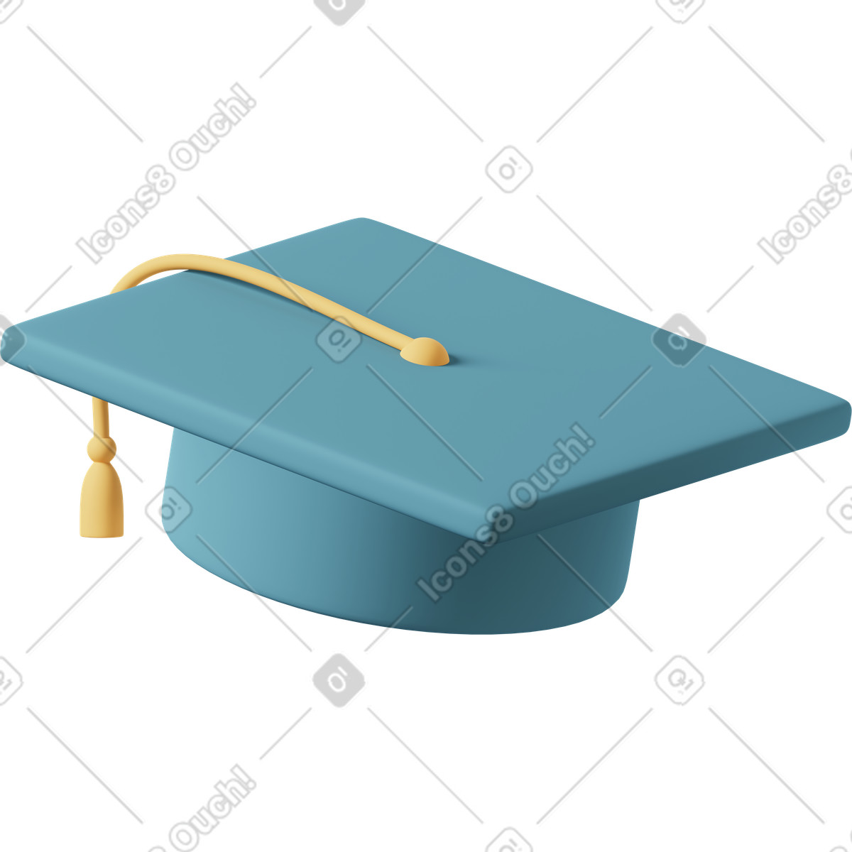 3D Casual life 스타일의 Blue graduation hat 일러스트레이션 PNG, SVG 다운로드