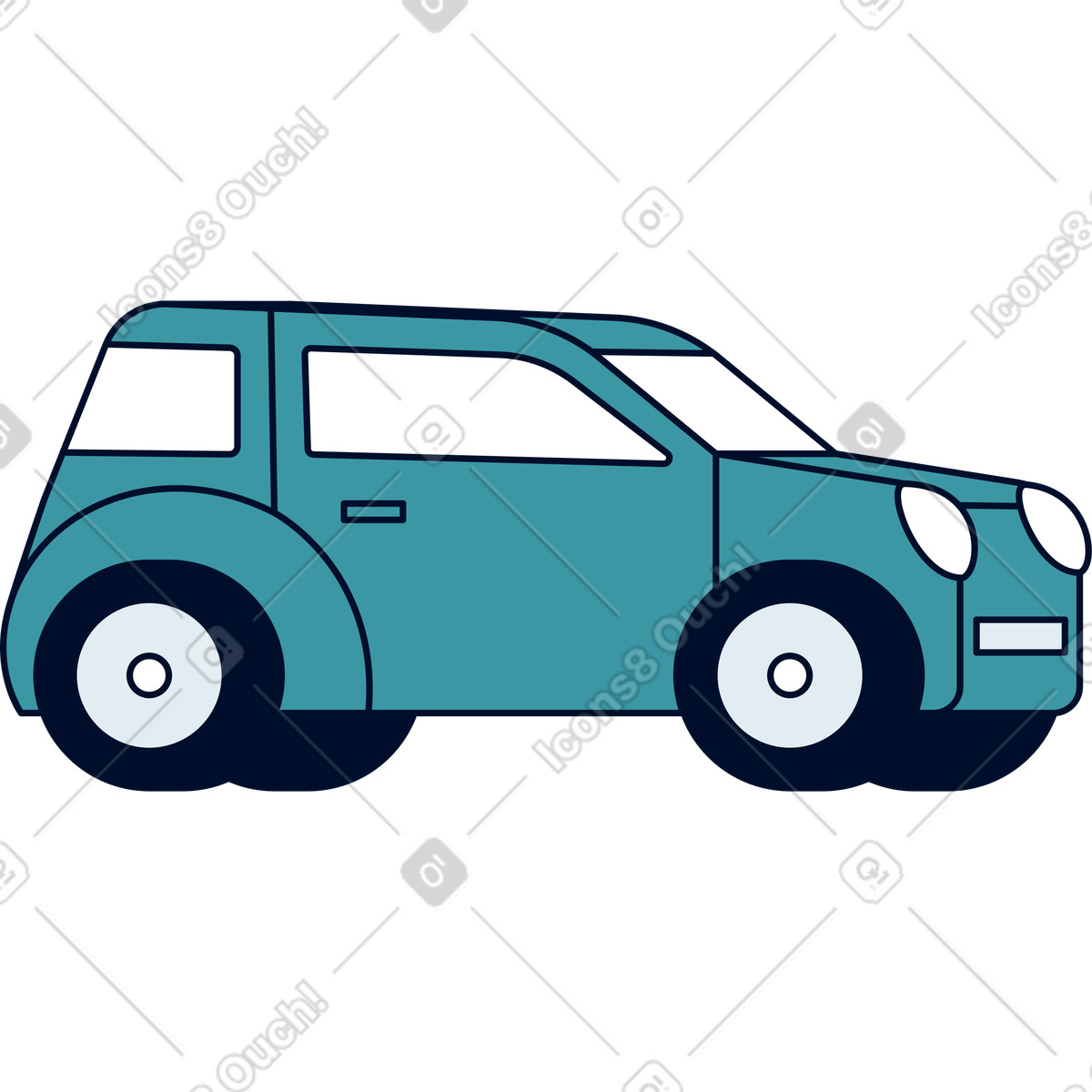 Car illustration in Teal style download in PNG, SVG