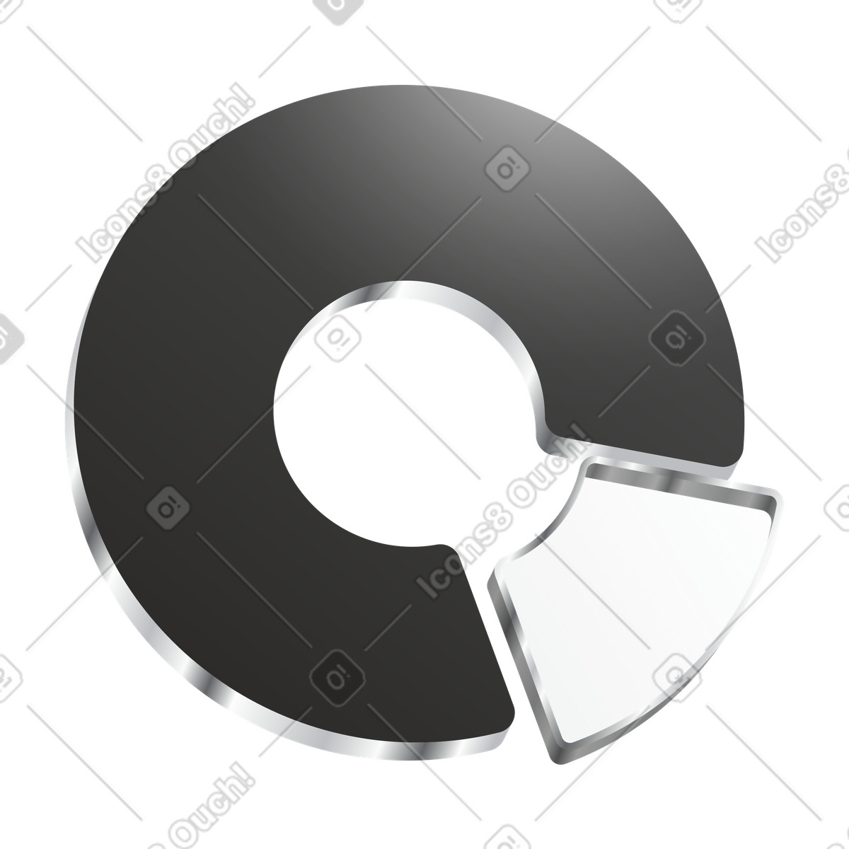 Monochrome donut chart with highlight, Business reporting and statistics illustration in Token style download in PNG, SVG