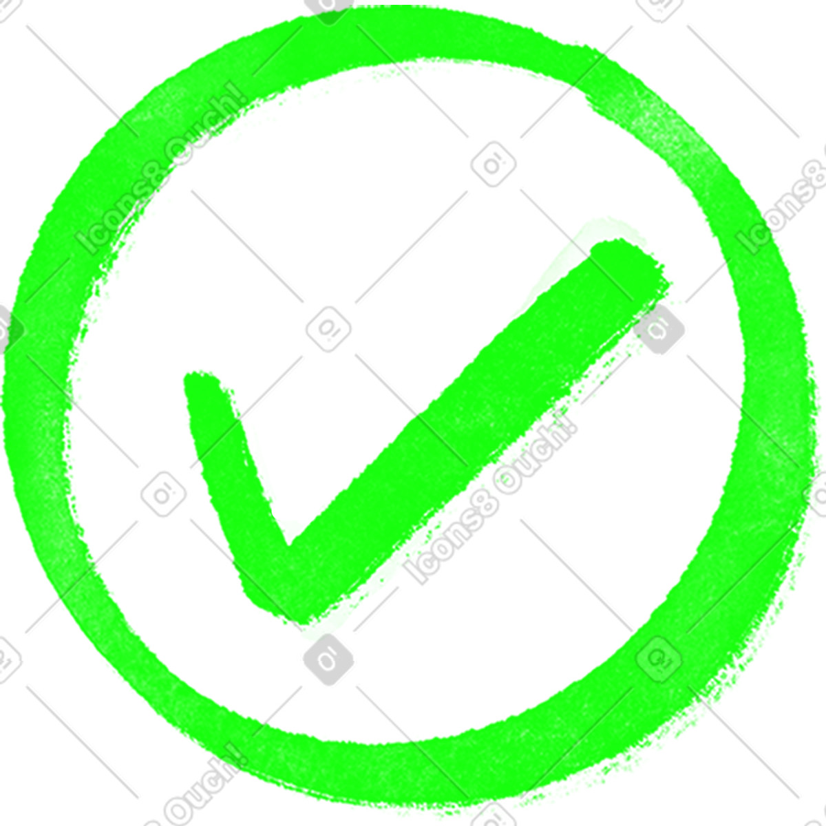 Green check mark in a circle illustration Ikigai style download PNG, SVG