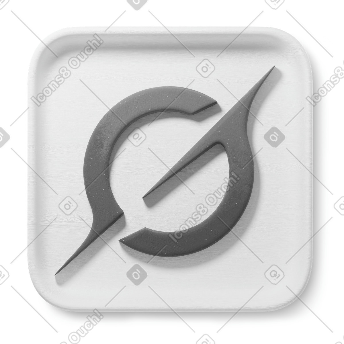 Illustration Futuristic circular Grok logo with crossing diagonal spear detail dans le style 3D Microsoft Fluent à télécharger aux formats PNG, SVG
