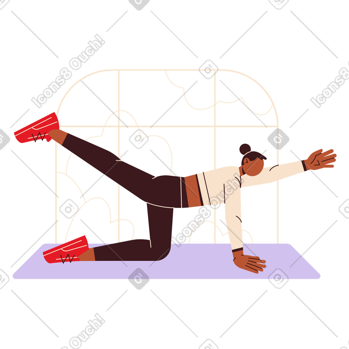 Ilustración Mujer haciendo ejercicio durante el entrenamiento en estilo Folks a descargar en PNG y SVG