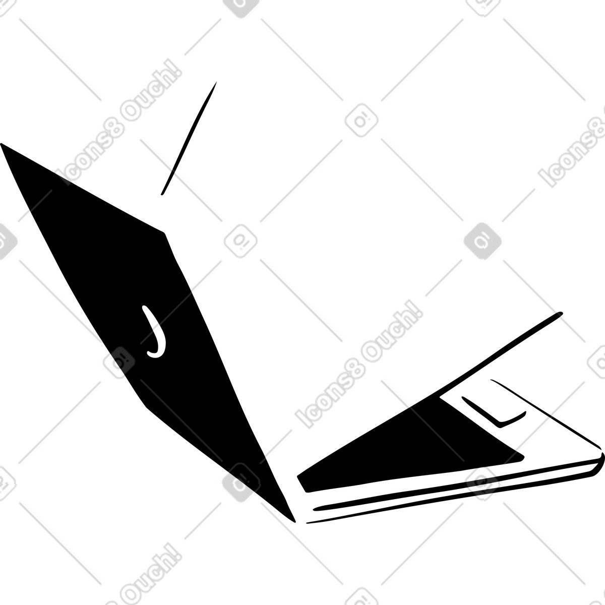 Ilustración Portátil abierto con brillo en estilo Line a descargar en PNG y SVG