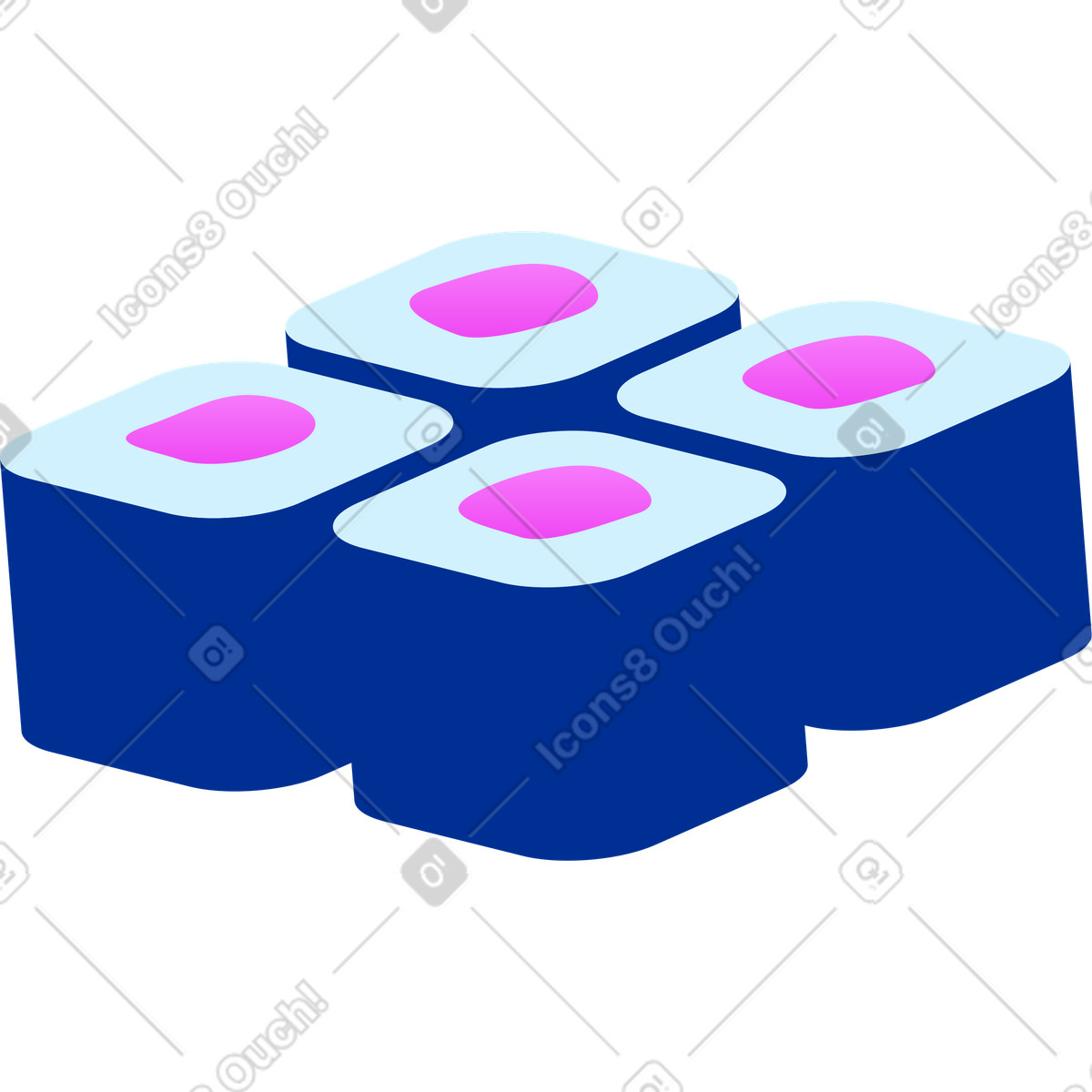 Ilustración Porción de rollo sushi en estilo Glossy a descargar en PNG y SVG