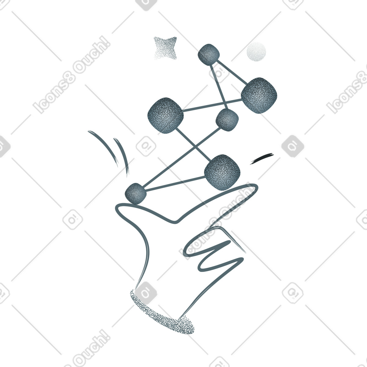 Neural network as a tool for work, artificial intelligence illustration in Grain style download in PNG, SVG