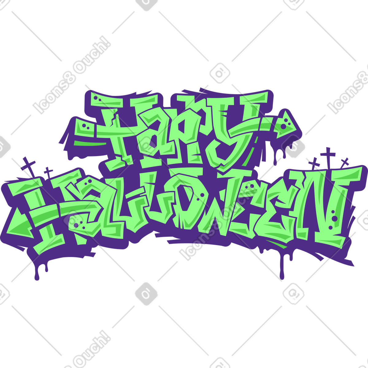 Lettering 스타일의 레터링 해피 할로윈 낙서 텍스트 일러스트레이션 PNG, SVG 다운로드