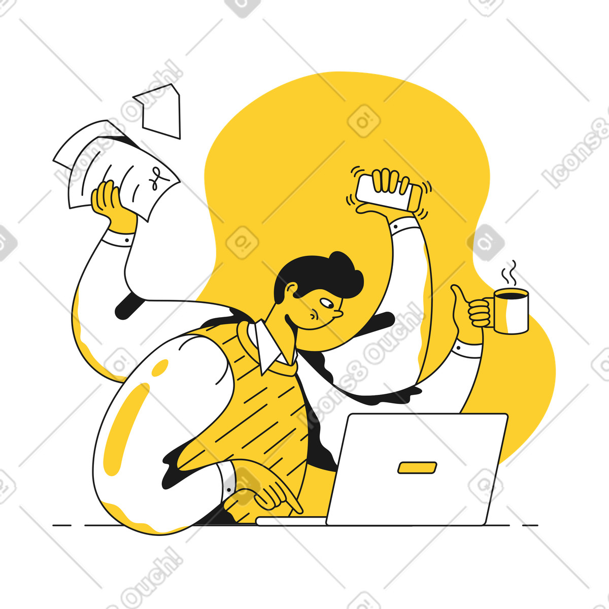 下载 Taxi 风格的 工作中的多任务处理 插画，支持 PNG、SVG 格式