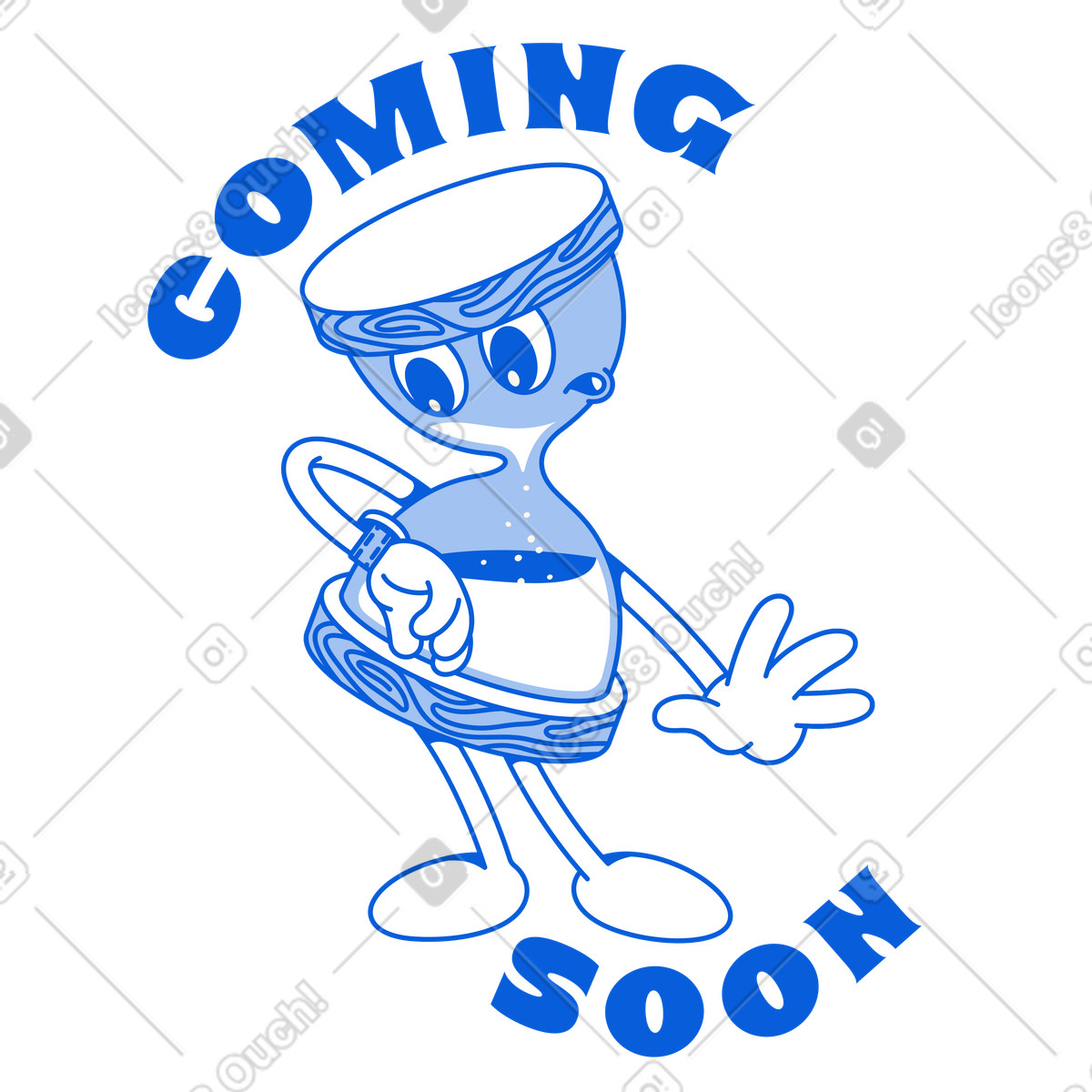 Ilustração de Hourglass character with Coming soon text, Maintenance or upgrade notice em PNG e SVG