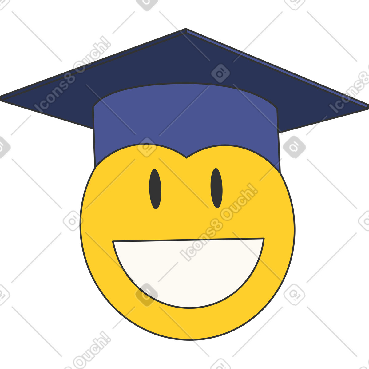 Emoji in a graduation cap illustration in Kit style download in PNG, SVG