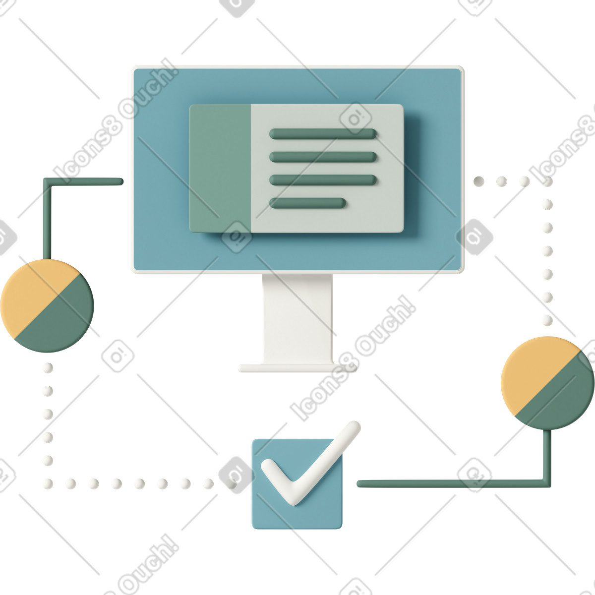 下载 3D Casual life 风格的 Network workflow 插画，支持 PNG、SVG 格式
