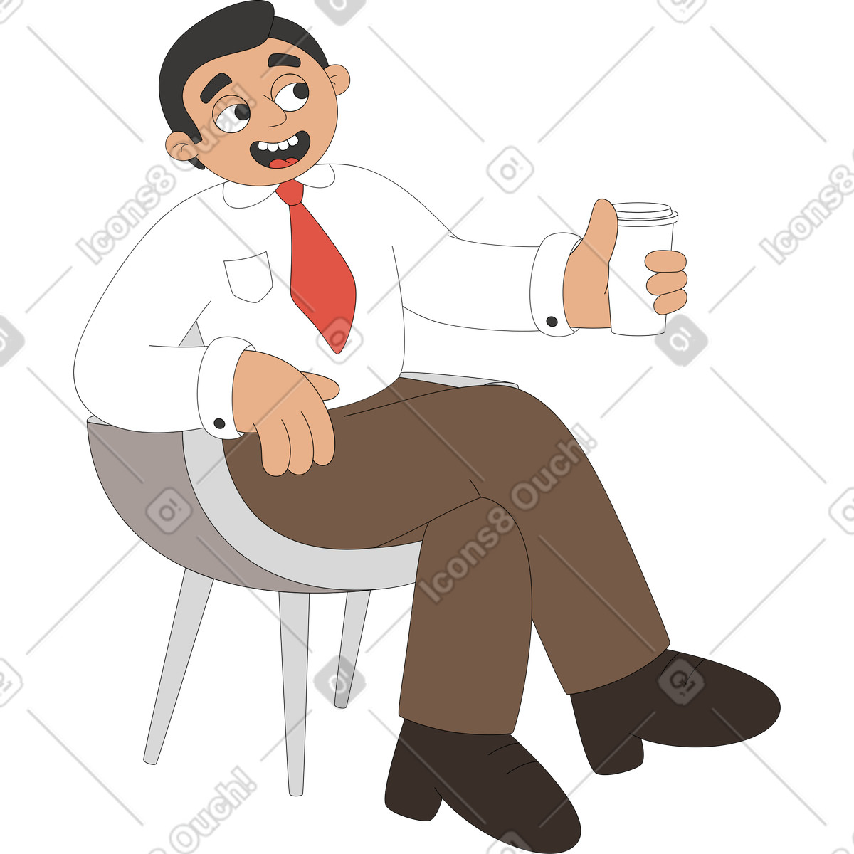 Boss with coffee-Illustration im Sitcom-Stil als Download in PNG, SVG