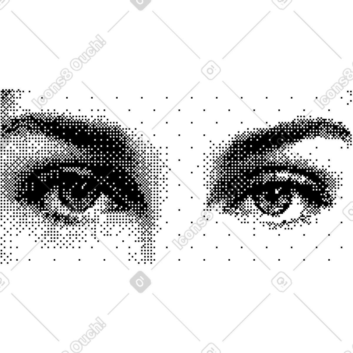 Bitmap スタイルの 目 のイラストをPNG、SVG形式でダウンロード