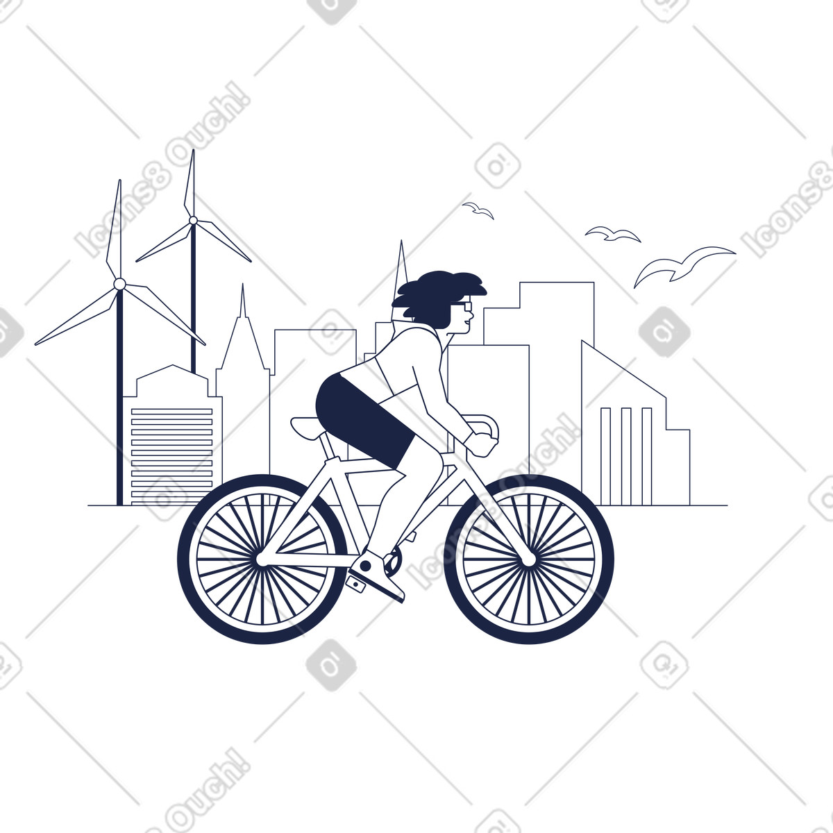 Ecological Life In The City illustration Urban Line style download PNG, SVG