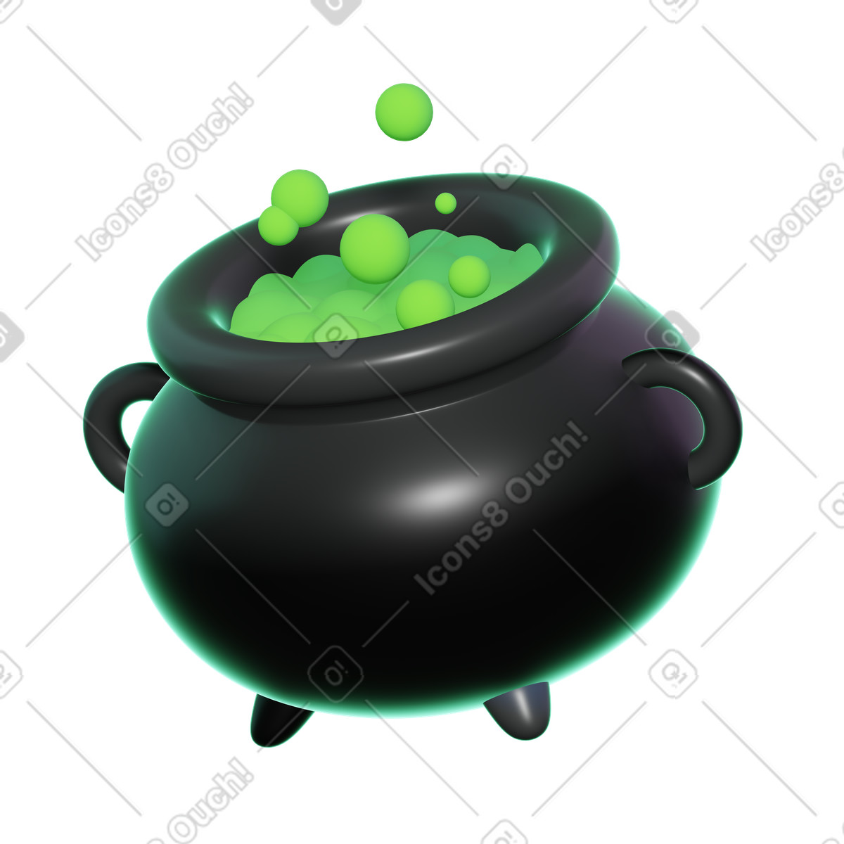 Witch's cauldron icon illustration in 3D Holidays style download in PNG, SVG