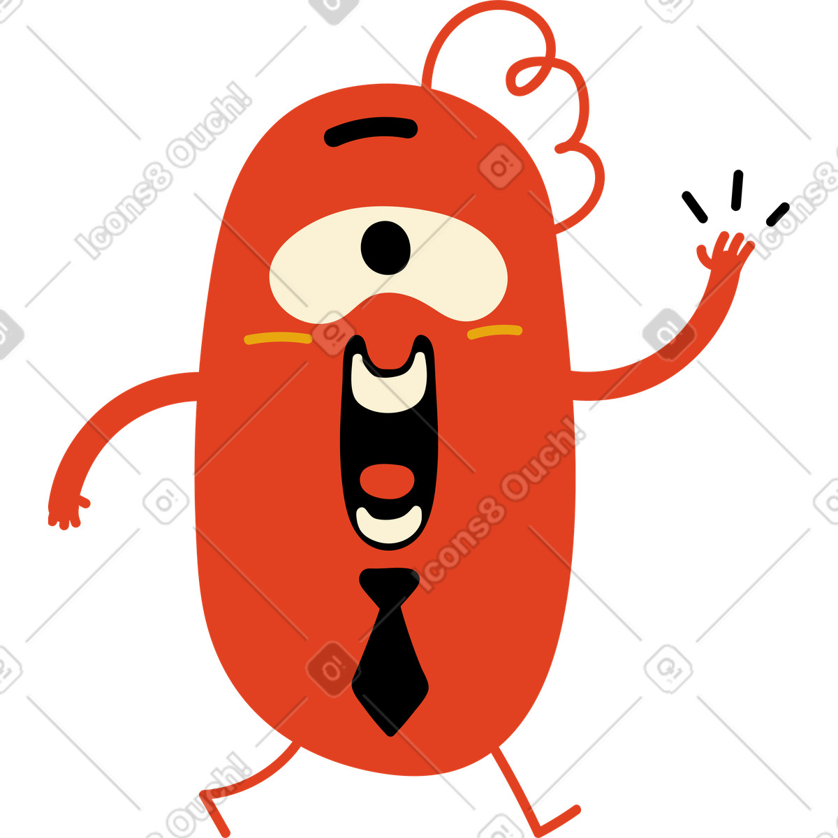 Red character with one-eyed in a tie illustration Jelly style download PNG, SVG