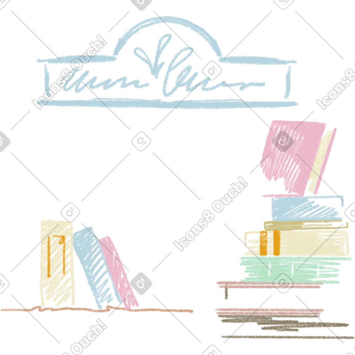 Bookstore background illustrazione in stile Sketchbook scarica in PNG, SVG