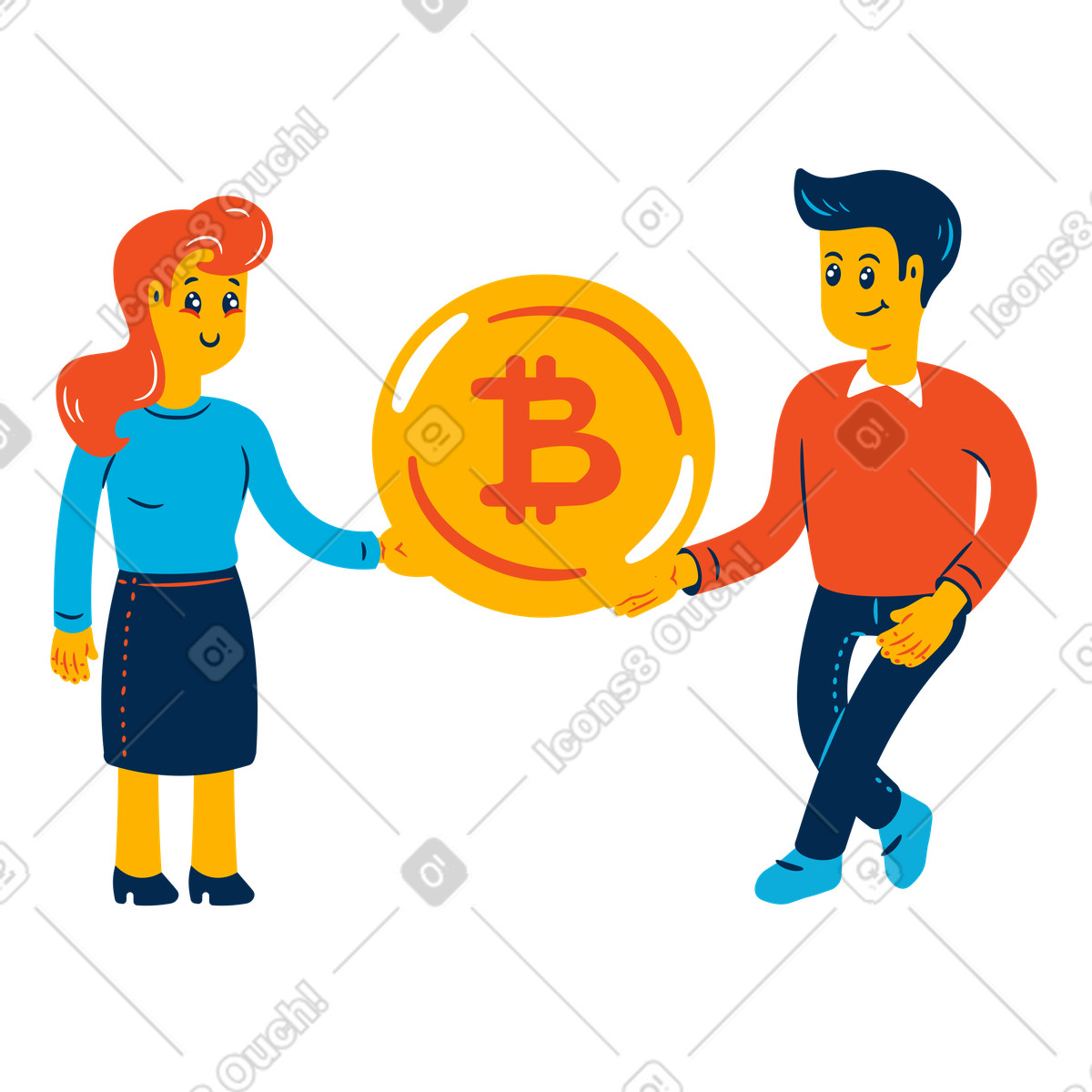 Flame 스타일의 피어투피어 암호화폐 거래소, 비트코인 거래 일러스트레이션 PNG, SVG 다운로드