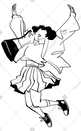 快乐的女孩高兴得跳起来 PNG, SVG