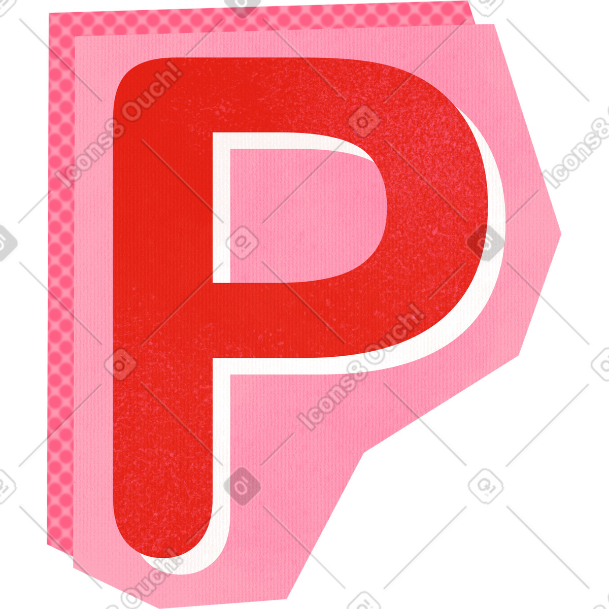Ilustración Collage capital letter p en estilo Paper Cut a descargar en PNG y SVG