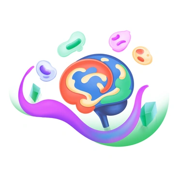An abstract artistic interpretation of the amygdala using flowing shapes and vivid colors to represent emotions.
