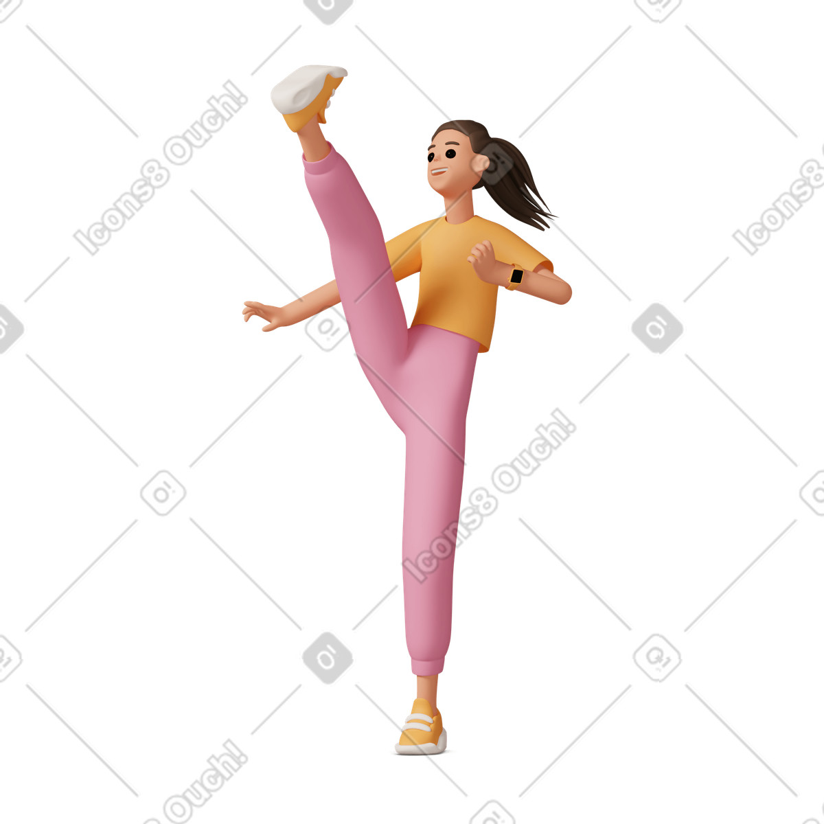 Young woman rejoicing success illustrazione in stile 3D Casual life scarica in PNG, SVG