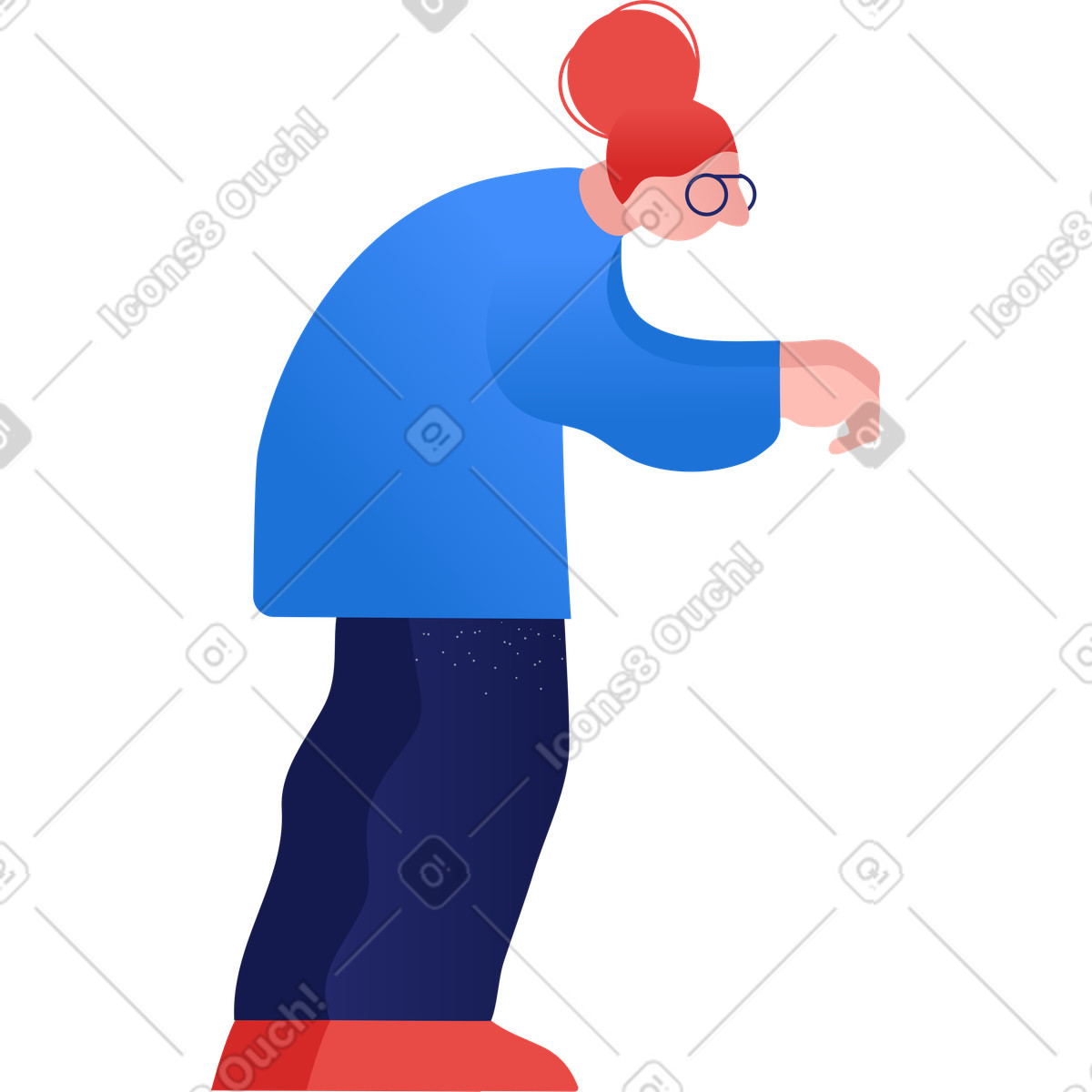 Nonna in vista laterale illustrazione stile Clip scarica PNG, SVG