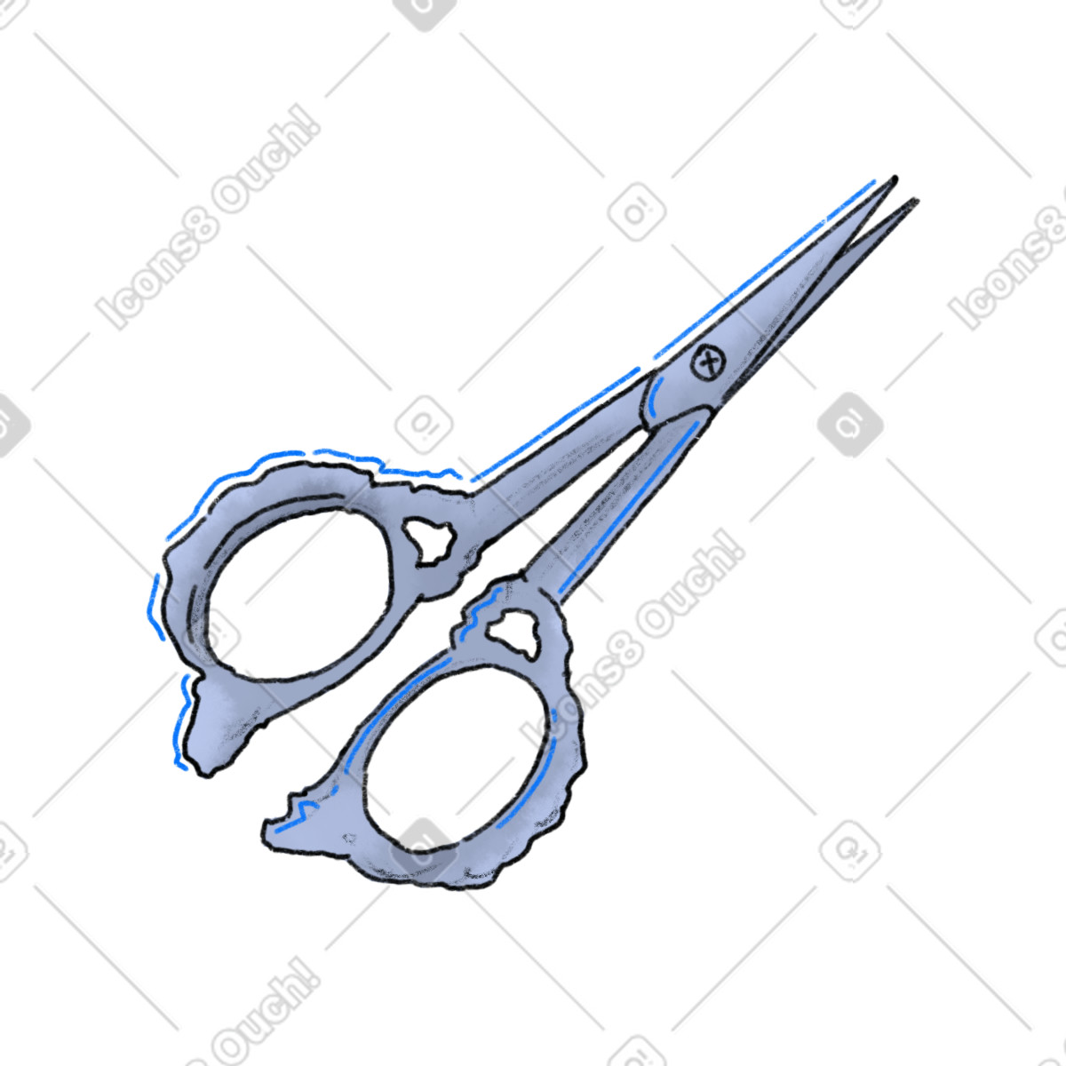 Metal scissors illustration in Moments style download in PNG, SVG