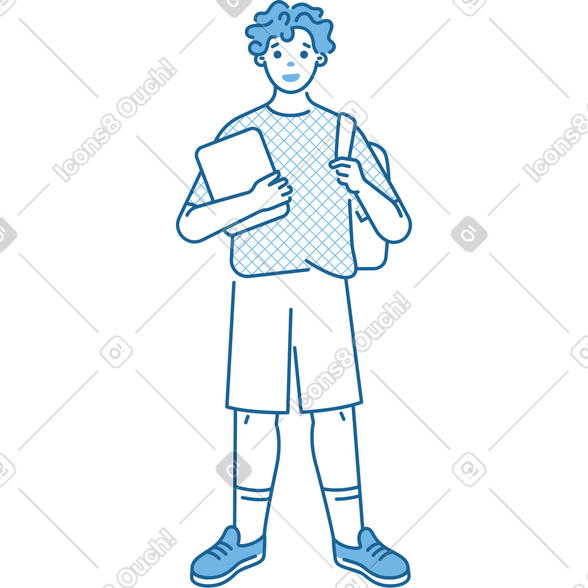 Ilustración Hombre con laptop en estilo Natty a descargar en PNG y SVG